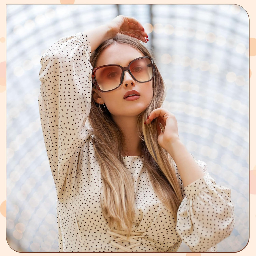 3/4 Pcs Women Large Sunglasses UV 400 Glasses Oversized Classic Trend Ladies Sunglasses with Shiny Large Frame