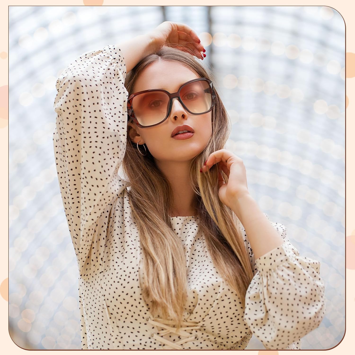3/4 Pcs Women Large Sunglasses UV 400 Glasses Oversized Classic Trend Ladies Sunglasses with Shiny Large Frame