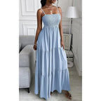 Prettygarden Women'S Summer Maxi Dress 2026 Casual Boho Sleeveless Spaghetti Strap Smocked Tiered Long Beach Sundresses
