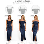 Popilush Womens Off The Shoulder Shapewear Dress Multi Way Wear Long Formal Cocktail Wedding Guest Dresses
