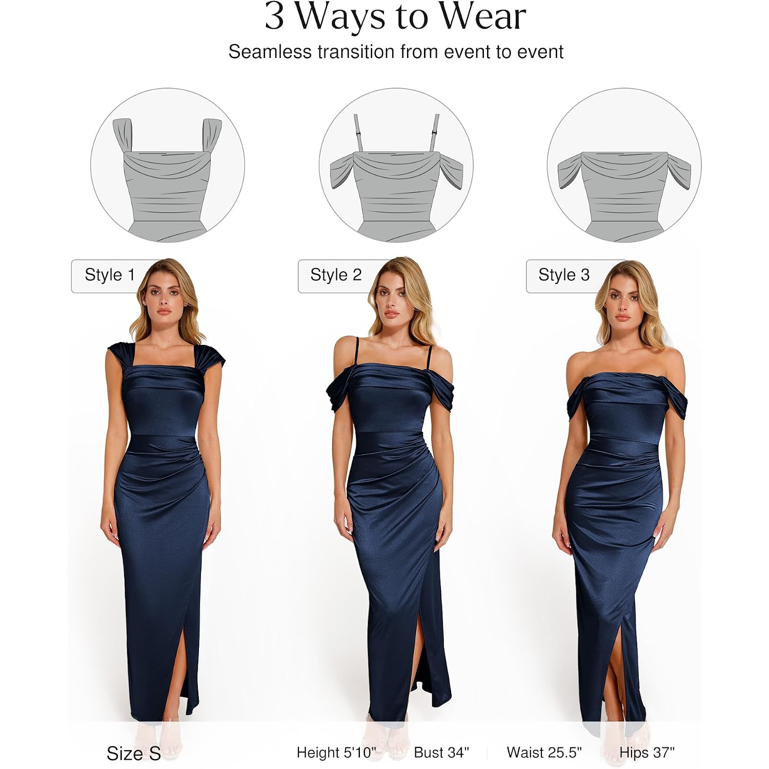 Popilush Womens Off The Shoulder Shapewear Dress Multi Way Wear Long Formal Cocktail Wedding Guest Dresses