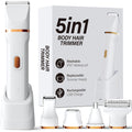 KINGTEE 5-in-1 Electric Bikini Trimmer for Women – IPX7 Waterproof Shaver, Cordless Body & Facial Razors for Women, Ceramic Blades, USB-C Rechargeable, Painless Hair Removal Kit (White)
