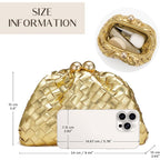 Gold Clutch Purses For Women, Woven Evening Handbags, Formal Dumpling Bag