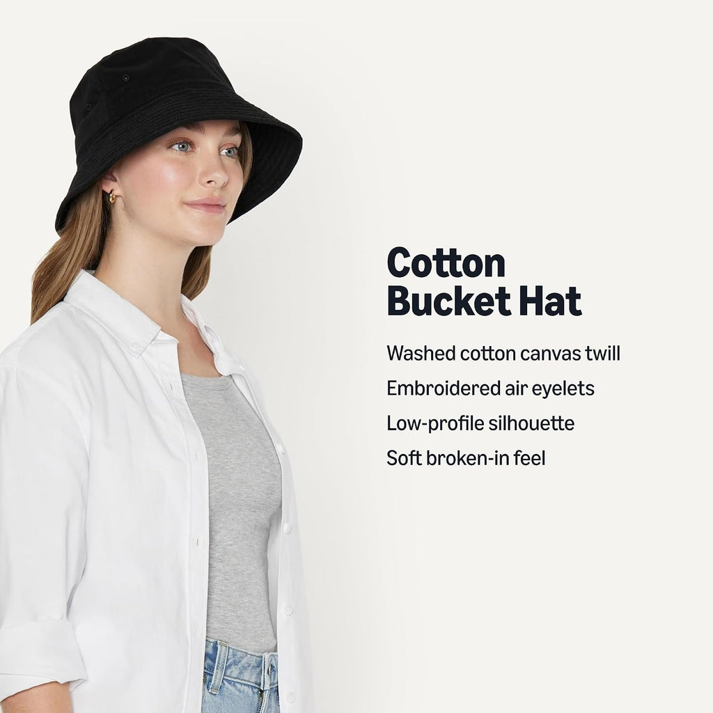 Amazon Essentials Women's Washed Cotton Bucket Hat Black
