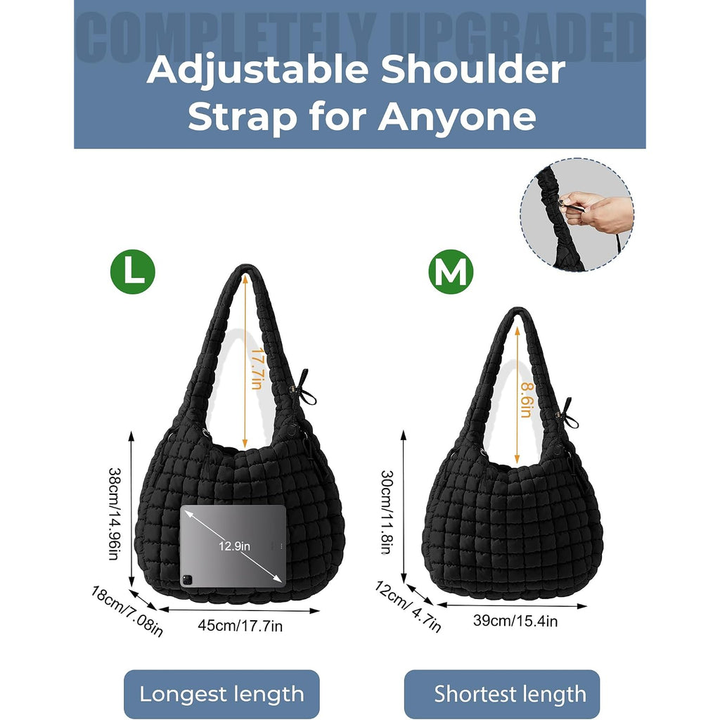 Puffer Quilted Tote Bag For Women Nylon Crossbody Bags Puffy Purse Hobo Large Shoulder Bag Trendy