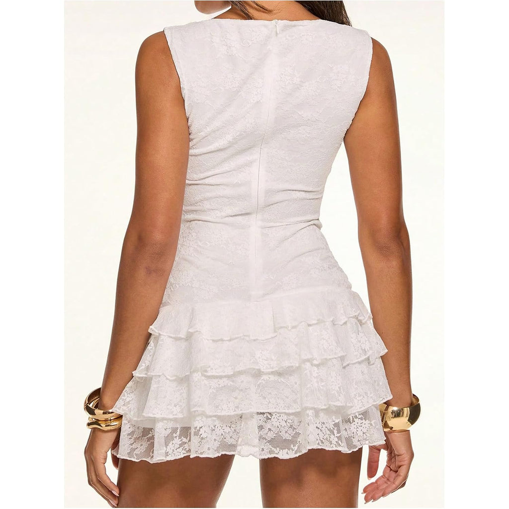 Beaudrm Women'S Western Tank Dress Y2K Lace Layered Hem Mini Dress Wedding Guest Dresses Cowboy Music Festival Outfits