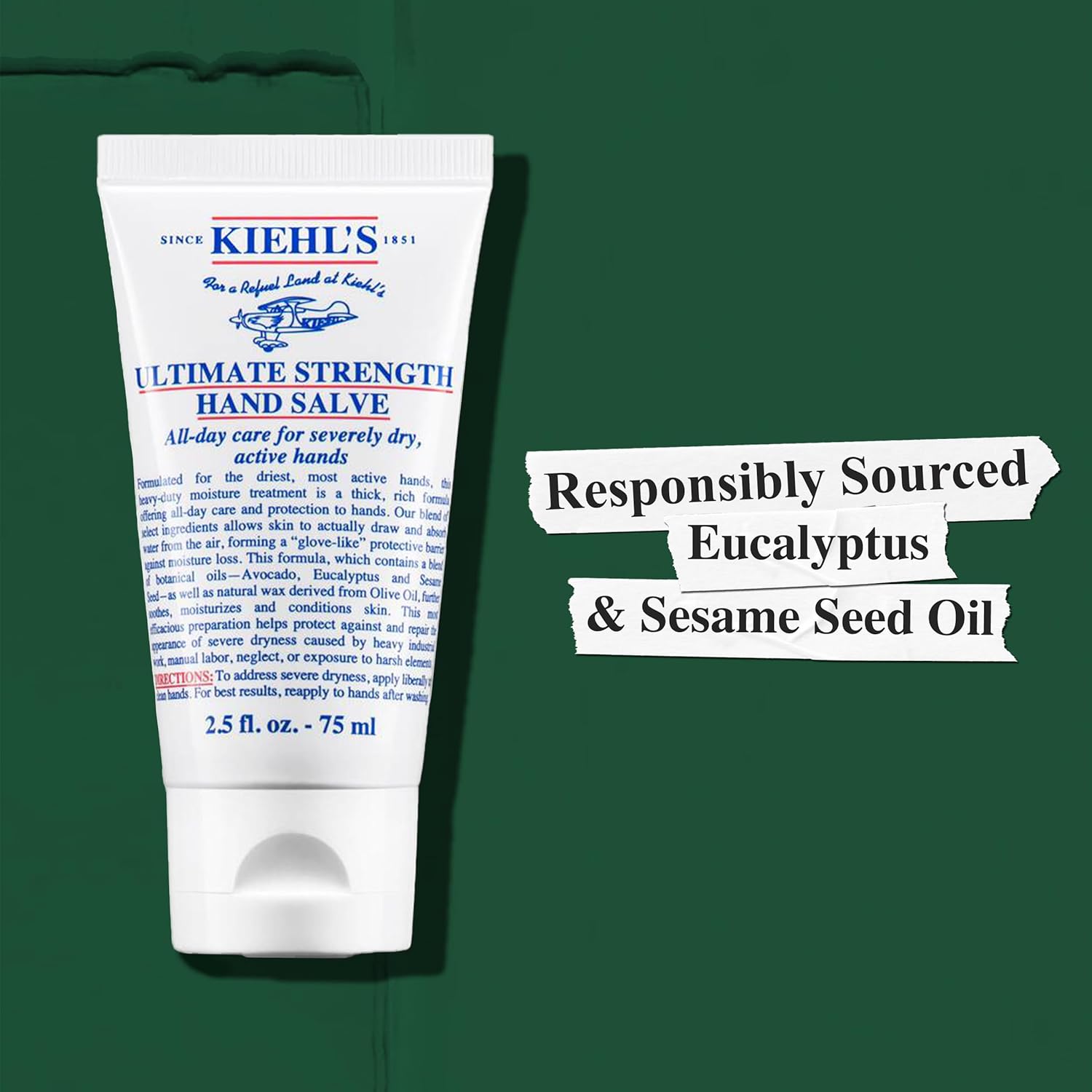 Kiehl's Ultimate Strength Hand Salve, Deeply Hydrating Hand Lotion, Thick and Rich Formula for Intense Moisture and Conditioning, Protects and Repairs Dry Skin, Paraben and Gluten Free
