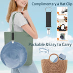 vidsel Womens Sun Hats Wide Brim Reversible Bucket Cotton Hat Packable Summer Travel Cap with Hat Clip,UV Protection Blue