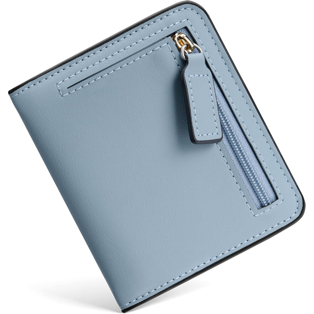 Toughergun Women’s Small Slim Leather Wallet with RFID Protection, Compact Bifold Mini Purse with Clear ID Window