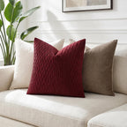 Burgundy Throw Pillow Covers: Pack Of 2 18X18 Inch Vertical Ripple Striped Velvet Square Decorative Pillow Cases For Farmhouse Couch Sofa Bed Living Room Home Decor