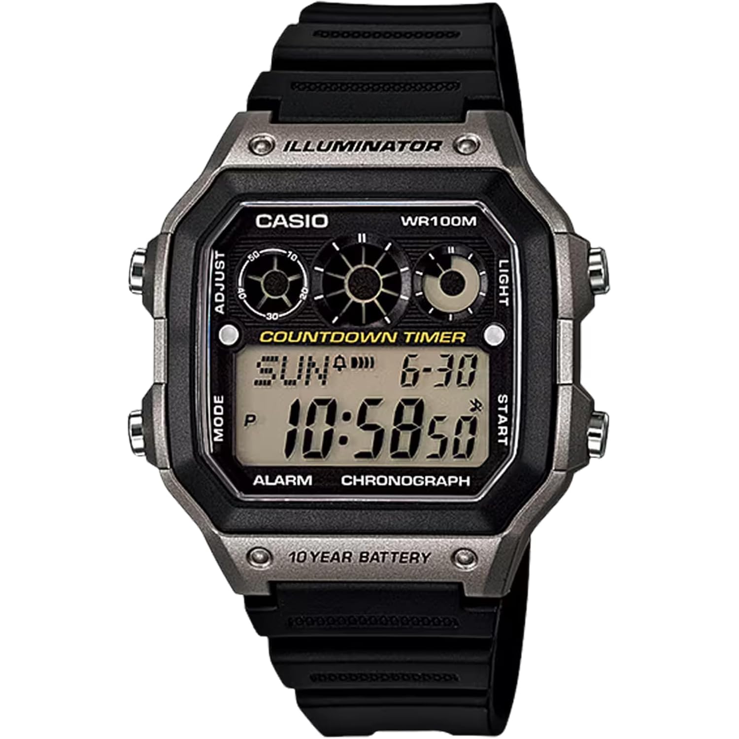 Casio Ae-1300Wh Series | Watches For Men | Digital Watch | Black | 1/100 Sec Stopwatch | 9 Interval Timers | Led Light | 100M Wr | Multi Alarm | Calendar | World Time | 12/24 Hour Format | 10 Yr Batt