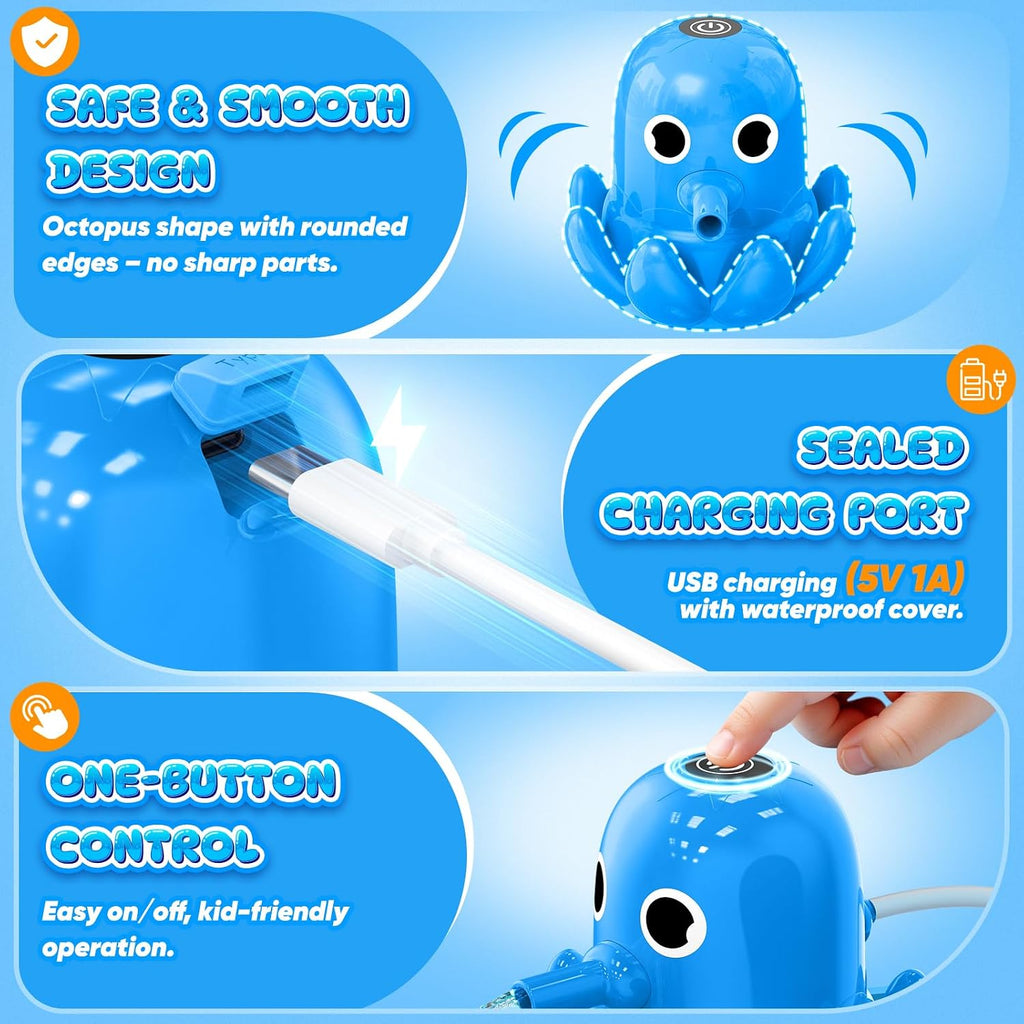Water Table Pump, Magnetic No-Drill Rechargeable Battery Powered Continuous Flow Water Pump, Fits Water Tables & Step 2, Cordless Pump Toys, Outdoor Water Play Accessories For Kids & Toddlers, Blue