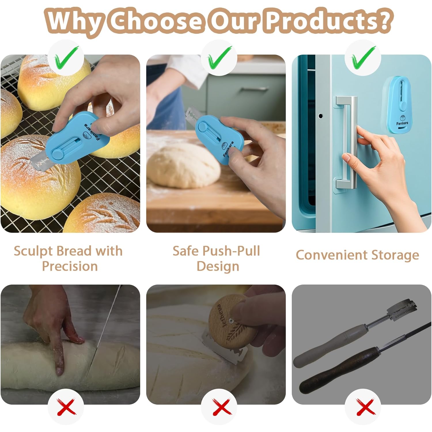 Professional Bread Lame,Upgraded Extractable & Magnetic Bread Lame Dough Scoring Tool,Premium Sourdough scoring tool for Sourdough Bread baking & Bread Making Tools,Includes 10 Razor Blades (Blue)