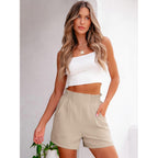 Shorts for Women Summer Casual Elastic High Waisted Wide Leg Cute Dressy Beach Shorts 2026 Vacation Beach Clothes