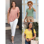 T Shirts Short Sleeve V Neck Tees for Women Fashion Tops Trendy Lightweight Casual Summer Outfits Clothes 2026 Beach