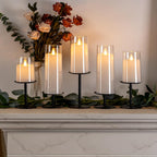 Homemory Christmas Fall Candle Holders for Pillar Candles Set of 5 (5, Black)