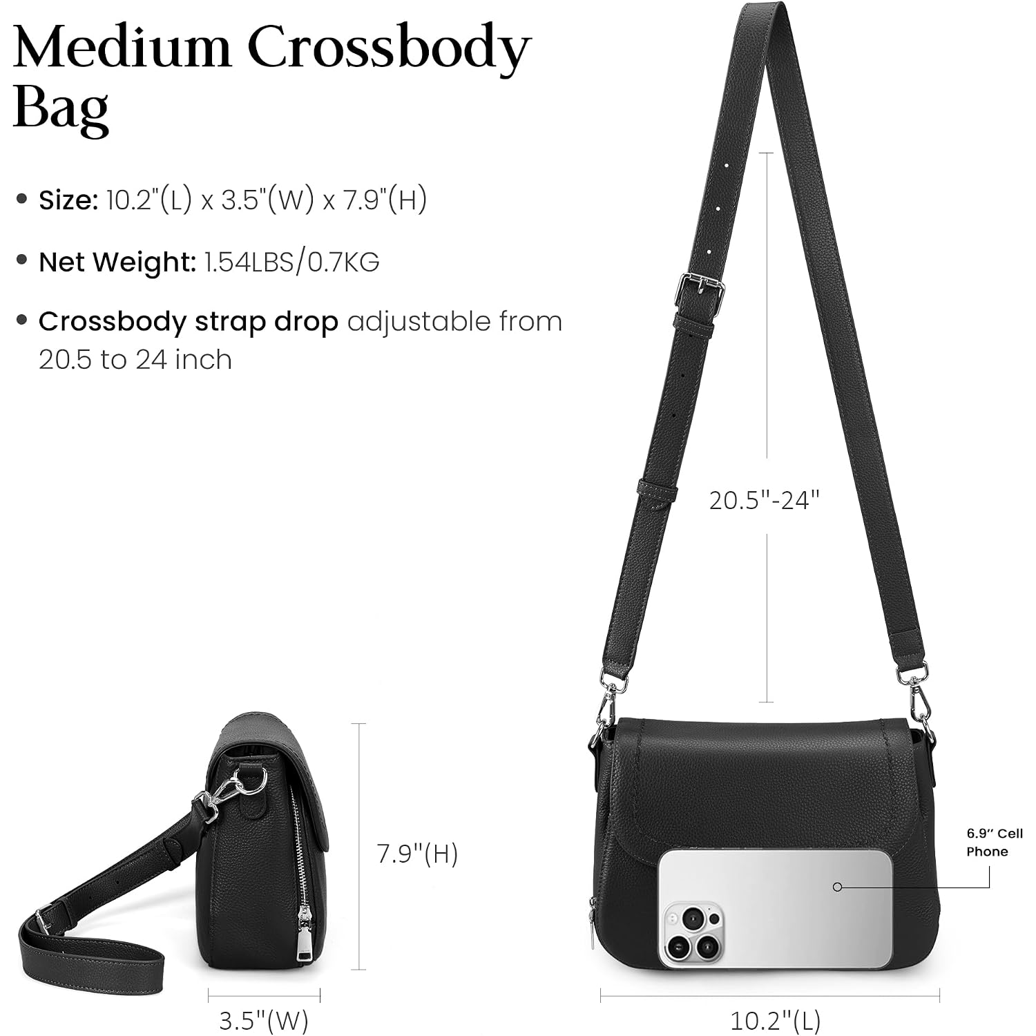 Befen Genuine Leather Crossbody Bags For Women With Built In Rfid Wallet Medium Womens Saddle Bag Cross Body Purse