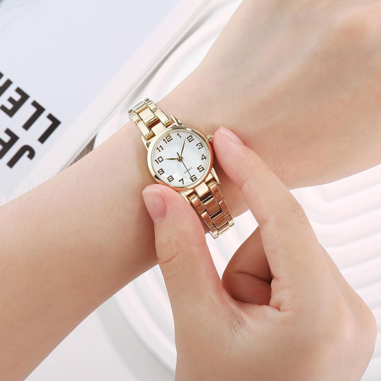 TWOPTION Womens Waterproof Wrist Watch,Women's Small Thin Analog Bracelet Quartz Watch Dainty Christmas Gifts