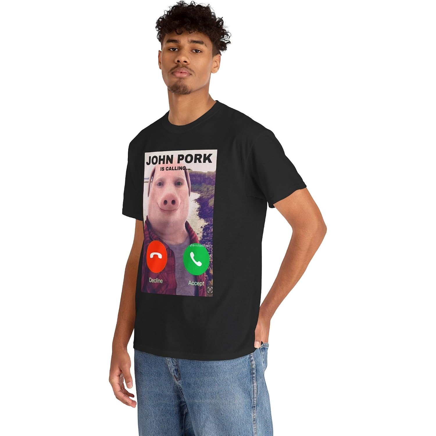 John Pork Funny Answer Call Phone T-Shirt, Brainrot T-Shirt