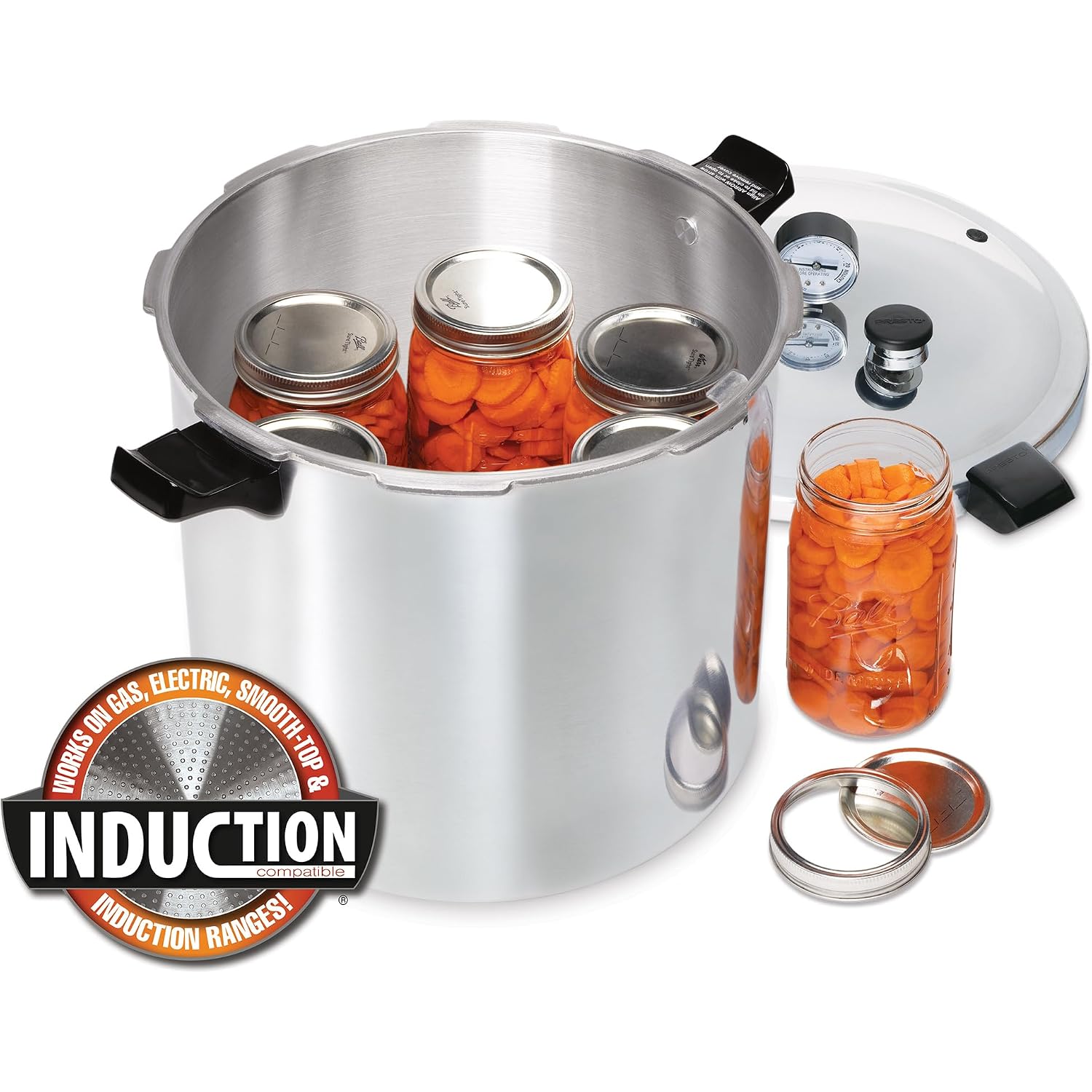 Presto 01784 23-Quart Induction Compatible Pressure Canner, Silver, Aluminum