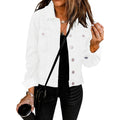 Grapent Women'S Basic Button Down Long Sleeve Stretchy Jean Trucker Denim Jacket