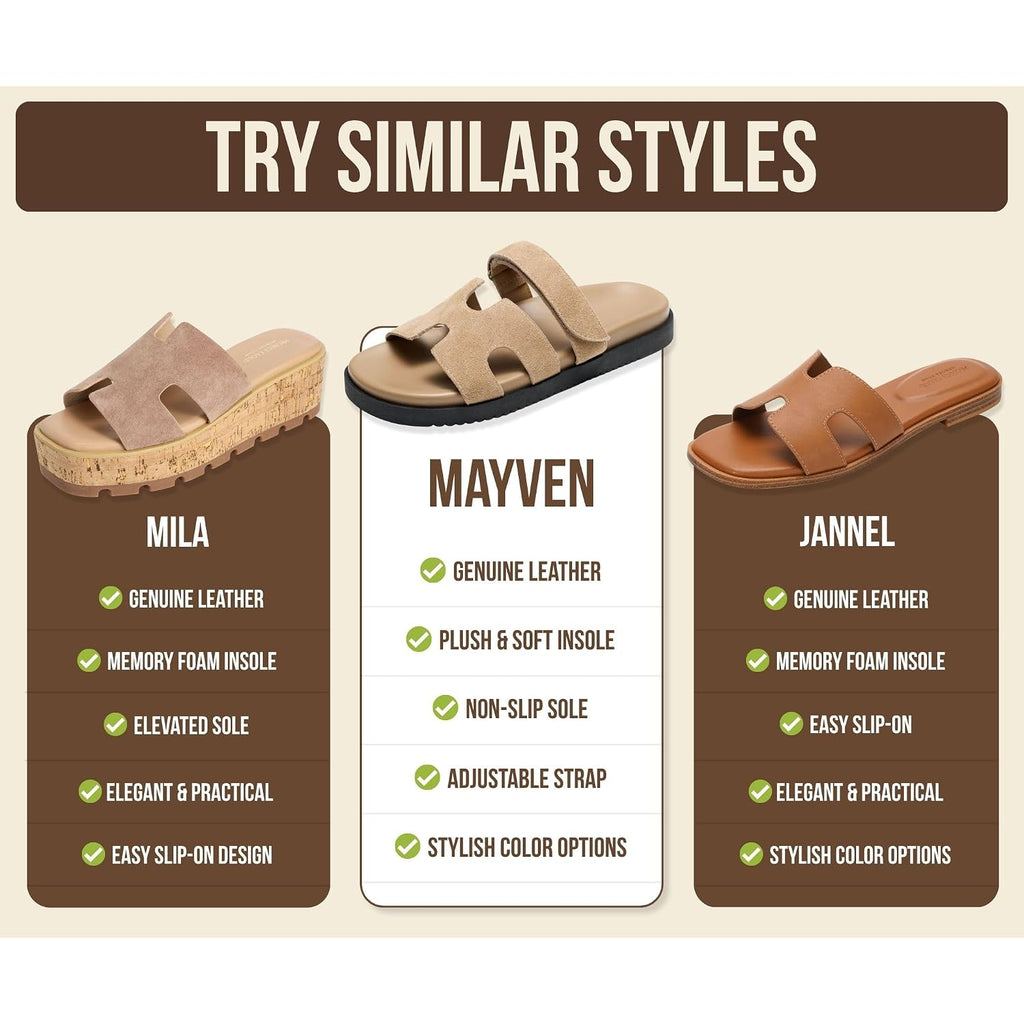 Project Cloud 100% Genuine Leather Sandals For Women Footwear - Stylish Womens Sandals With Plush & Soft Insole - Non-Slip And Water-Resistant Beach Sandals Slides For Women (Mayvy)