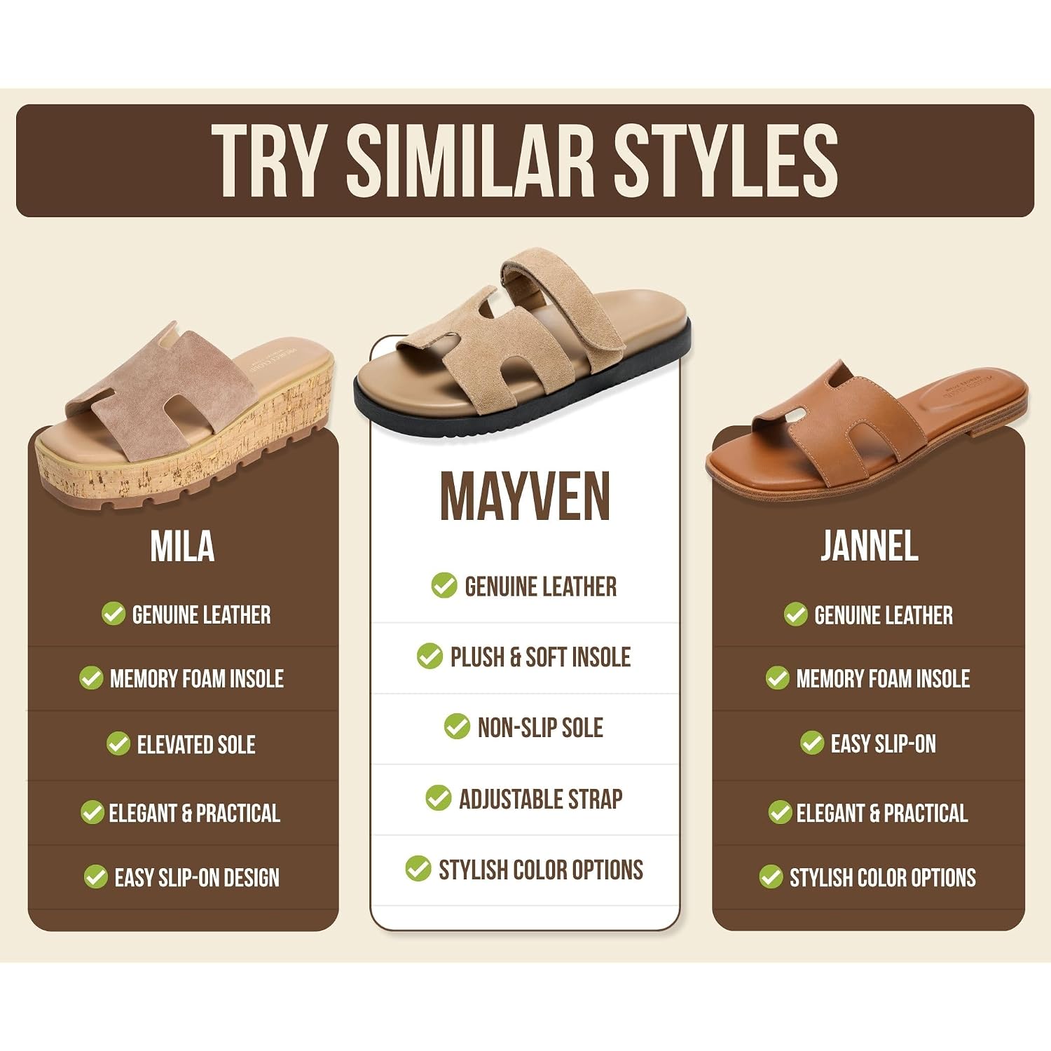 Project Cloud 100% Genuine Leather Sandals For Women Footwear - Stylish Womens Sandals With Plush & Soft Insole - Non-Slip And Water-Resistant Beach Sandals Slides For Women (Mayvy)