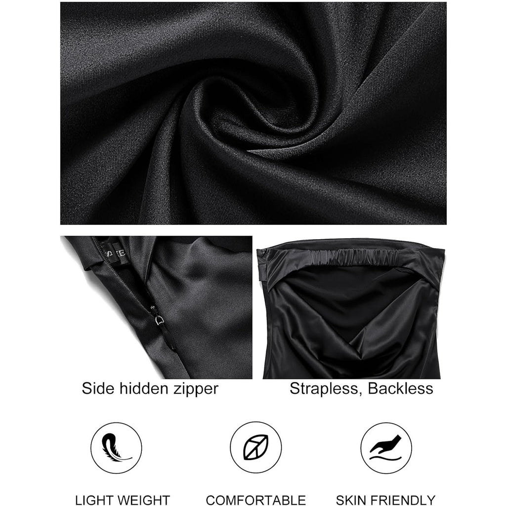 Merokeety Women'S Summer Satin Strapless Bodycon Dress 2026 Backless Tube Wedding Guest Cocktail Formal Party Maxi Dresses