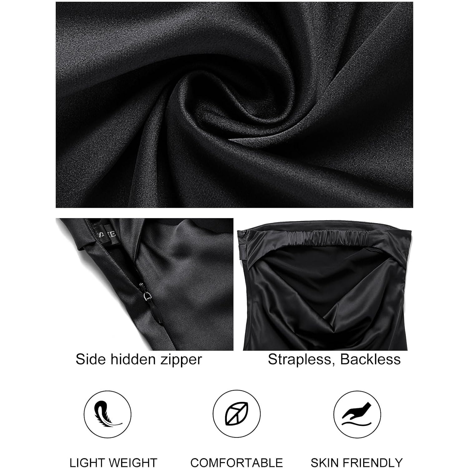 Merokeety Women'S Summer Satin Strapless Bodycon Dress 2026 Backless Tube Wedding Guest Cocktail Formal Party Maxi Dresses
