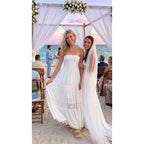 Zesica Women'S 2026 Summer Boho Maxi Dresses Strapless Off Shoulder Lace Flowy A Line Beach Vacation Long Sundress
