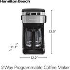 Hamilton Beach Frontfill 12 Cup Programmable Drip Coffee Maker | Regular & Bold Brew Options | Auto Pause And Pour | Glass Carafe | Black With Stainless Accents | 46310