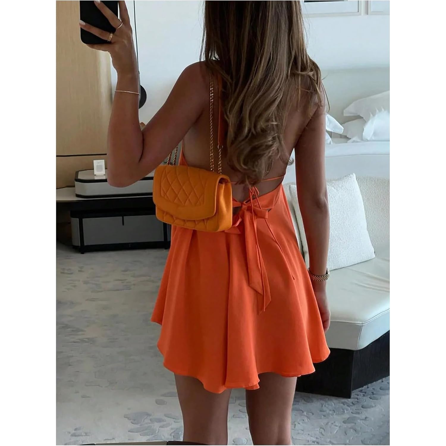 Soly Hux Women'S Mini Dress Halter Neck Sleeveless Tie Backless Swing Flowy Beach Dresses Summer Vacation Clothes