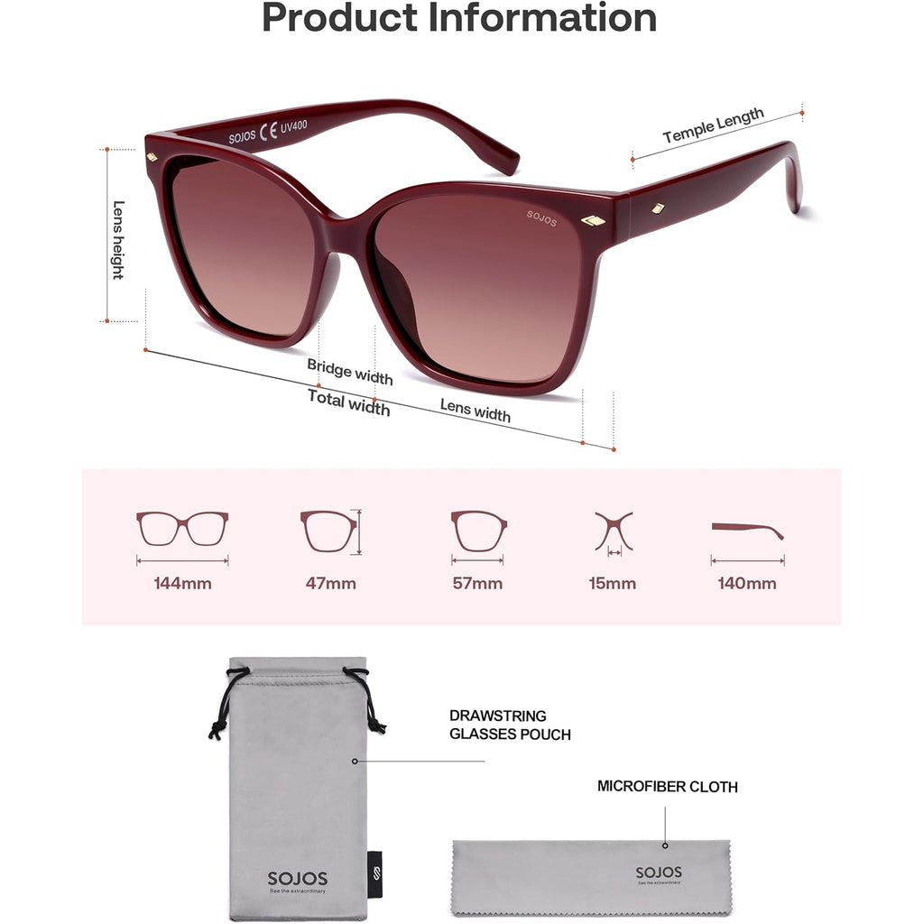 Sojos Trendy Square Oversized Polarized Sunglasses Women Sj2682 | Retro Womens Shade Sj2682