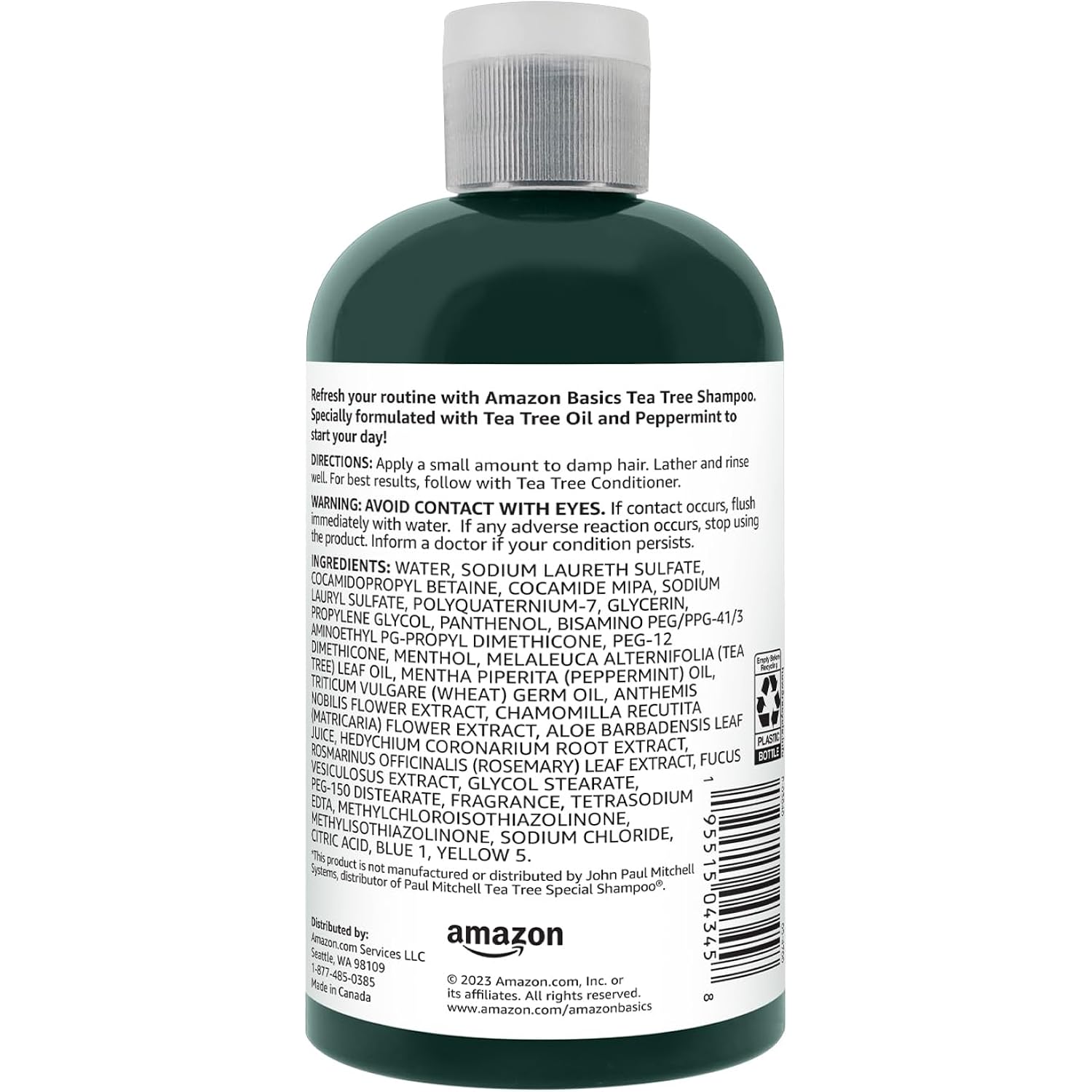Amazon Basics Tea Tree Oil Shampoo for Hair, with Peppermint, 10.14 fl oz, Pack of 1