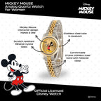 Disney Officially Licensed Mickey Mouse Watch, Stylish & Fun Mickey Mouse Watch For Women, Classic Watches Fans - Women'S Gold Dial Watches With Multicolor Stainless Steel Strap
