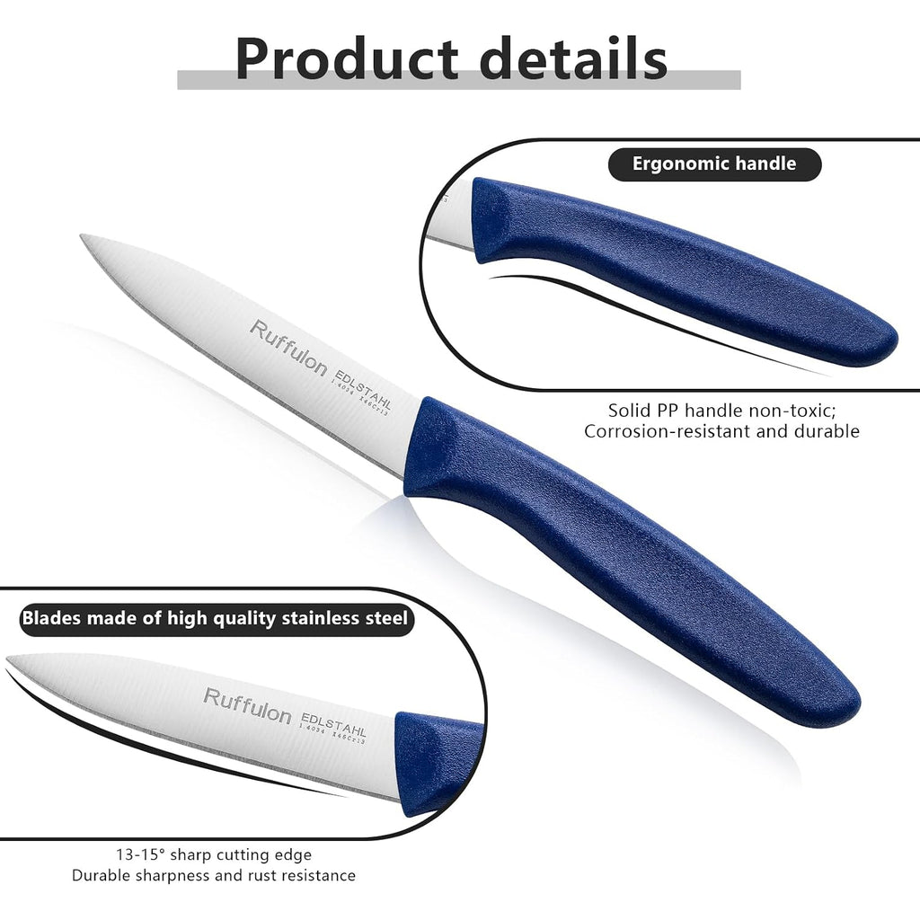 Paring Knife Fruit Knife Set (6 Pieces), Ultra Sharp Stainless Steel Vegetable And Fruit Knife With Pp Plastic Ergonomic Handle For Cutting Fruits And Vegetables.Multi.