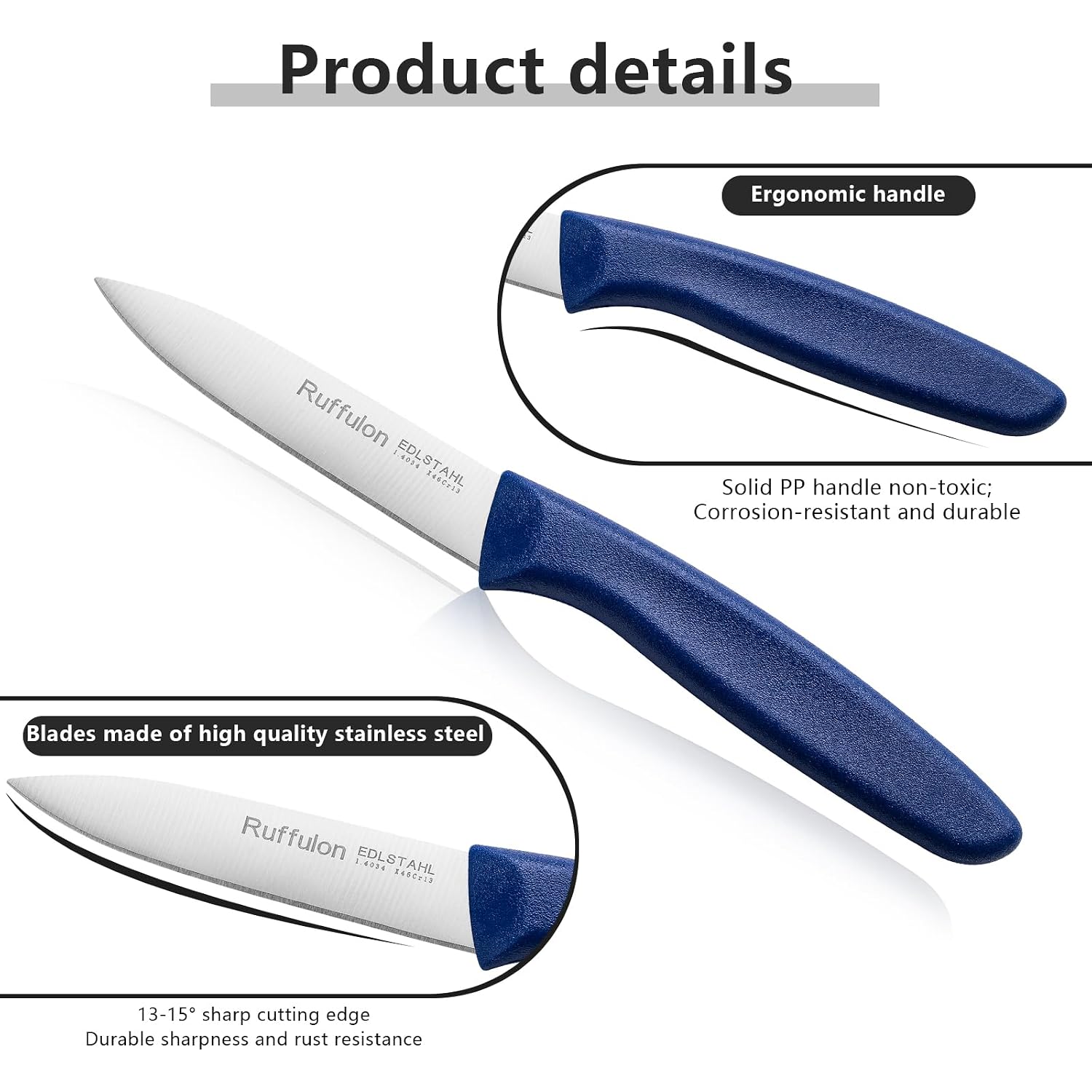 Paring Knife Fruit Knife Set (6 Pieces), Ultra Sharp Stainless Steel Vegetable And Fruit Knife With Pp Plastic Ergonomic Handle For Cutting Fruits And Vegetables.Multi.