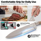 Knife Set, Kitchen Knife Set With Block, 7 Pcs Compact Knife Set, Knife Block Set Space Saving Stainless Steel Kitchen Knives With Scissors For Small Kitchens, Apartment & Everyday Cooking