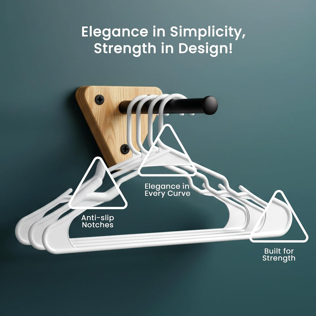 Utopia Home Plastic Hangers 50 Pack – Space Saving Clothes Hanger White | Durable & Strong | Closet Organizer & Storage | Ideal For Apartments, Dorms & Stocking Stuffers