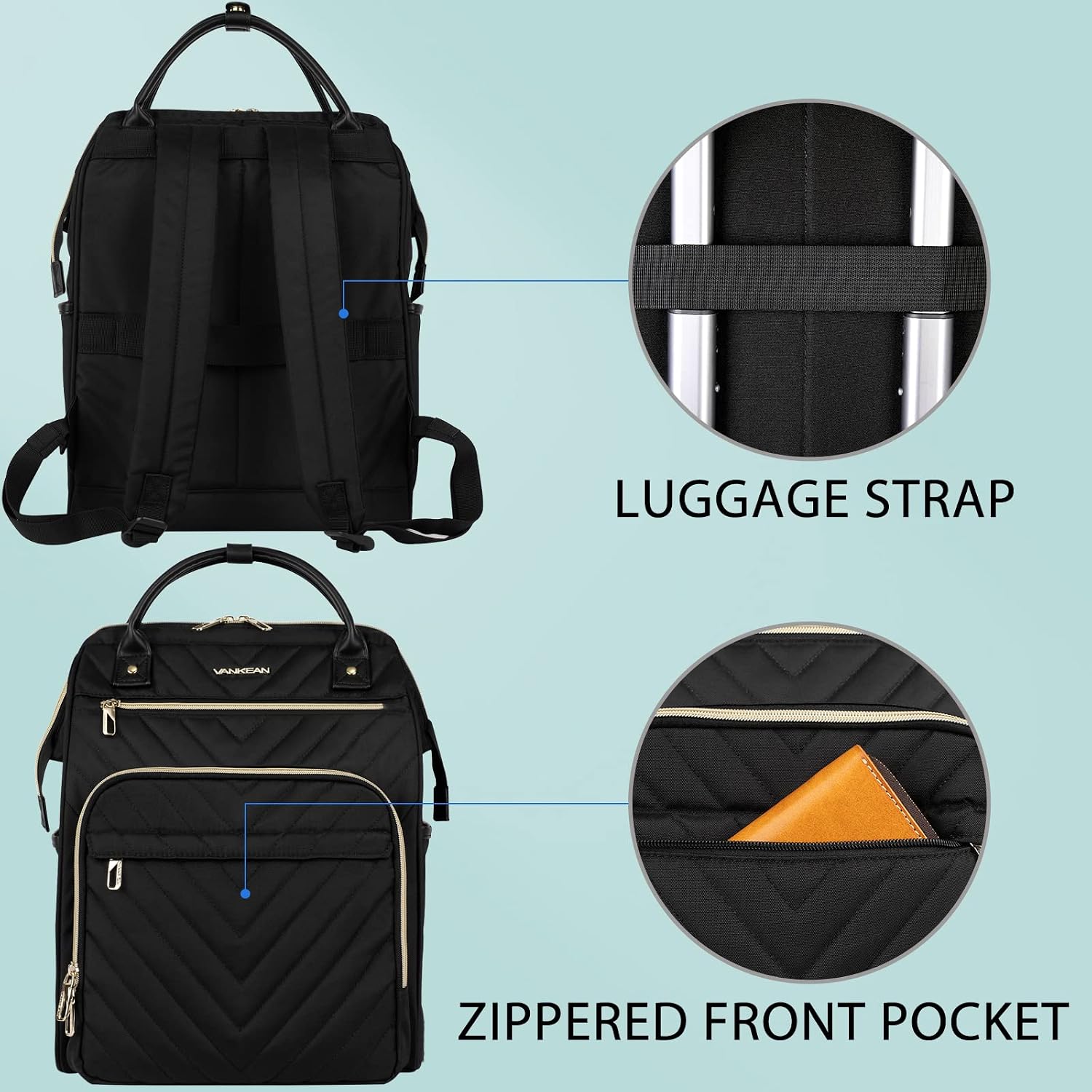 Vankean 17 Inch Laptop Backpack For Women Large Capacity Waterproof Daypack