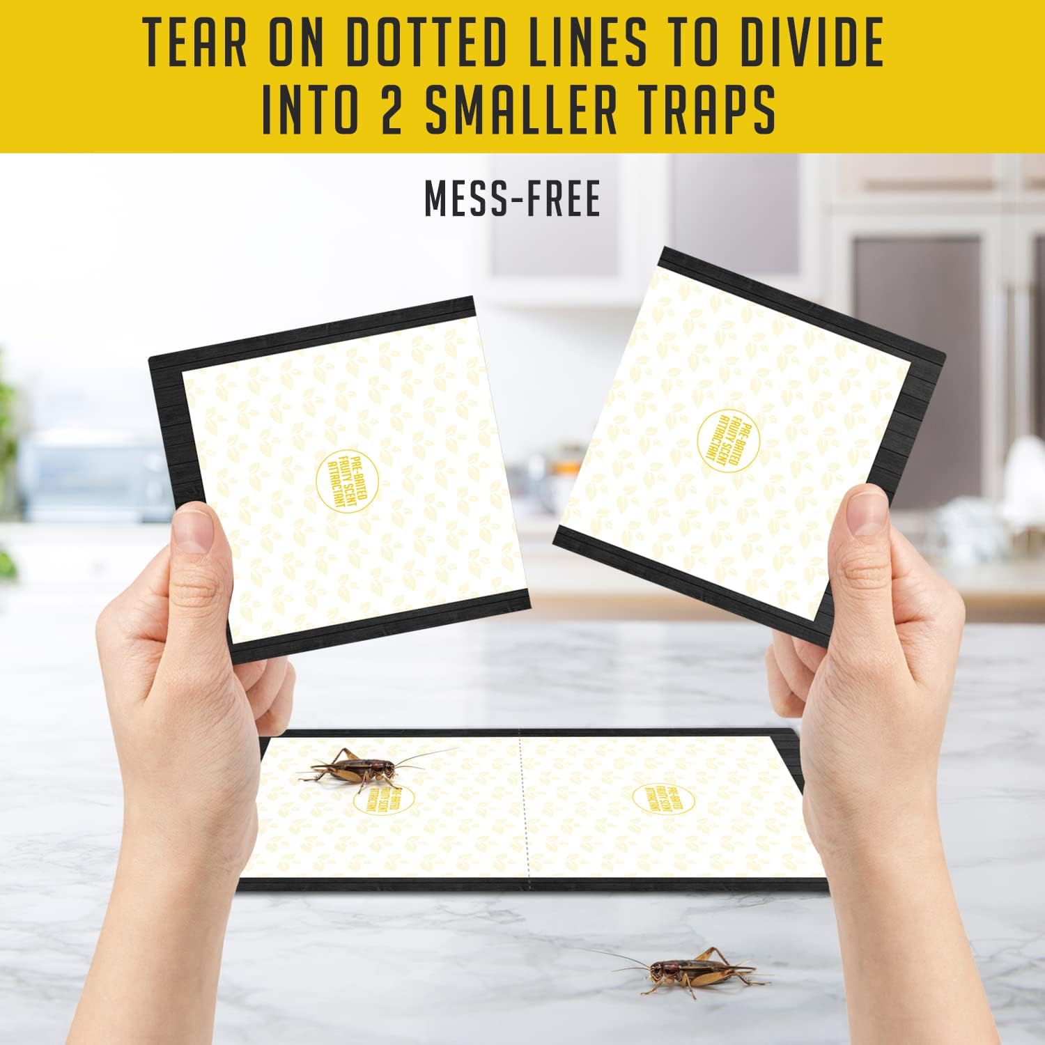 Cricket Traps Indoor (12 Traps) Extra Large Bug Sticky Traps - Non-Toxic Extra Sticky Glue Traps For Bugs - Pre-Baited Fruity Scent Crickets Bug Trap Indoor - Insect Glue Traps For Bugs - Trap A Pest