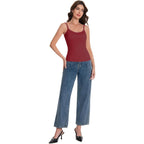 Women Camisole Tank Top - Built-in Bra Adjustable Spaghetti Strap Scoop Neck Padded Casual Basic Cami Shirt
