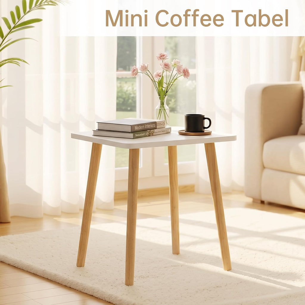 Small Side Table, Modern Wood Mini Coffee Table, Easy Assembly Compact End Table For Living Room Bedroom Sofa, Minimalist White Accent Furniture For Small Spaces