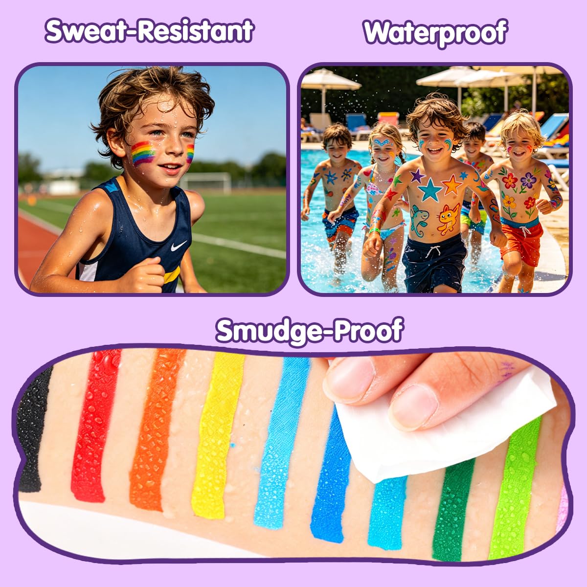 Bowitzki 12 Color Face Paint Set Waterproof & Smudge Proof, Sweatproof Cream Body Face Painting Makeup For Halloween, Carnival, Cosplay Party