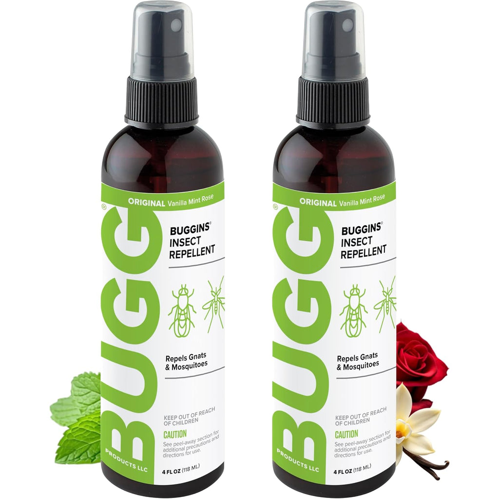 Original Insect Repellent - 4 Oz Pump Spray Bottle - 2 Pack | Repels Gnats, Mosquitoes & No-See-Ums, Deet Free, Non-Greasy, Vanilla Mint Rose Scent, Non-Sticky