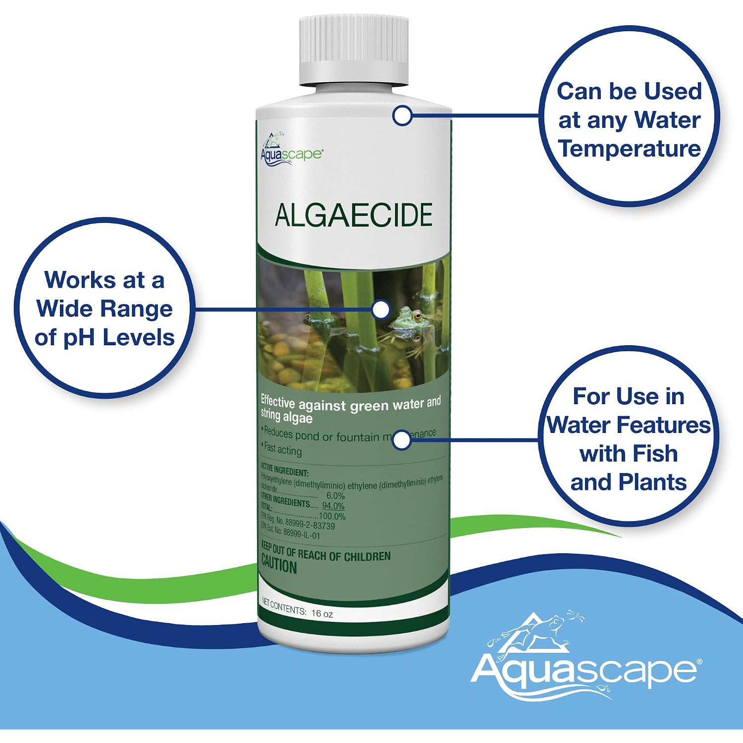 Aquascape Algaecide For Pond, Waterfall, And Water Features, 32-Ounce, 96024