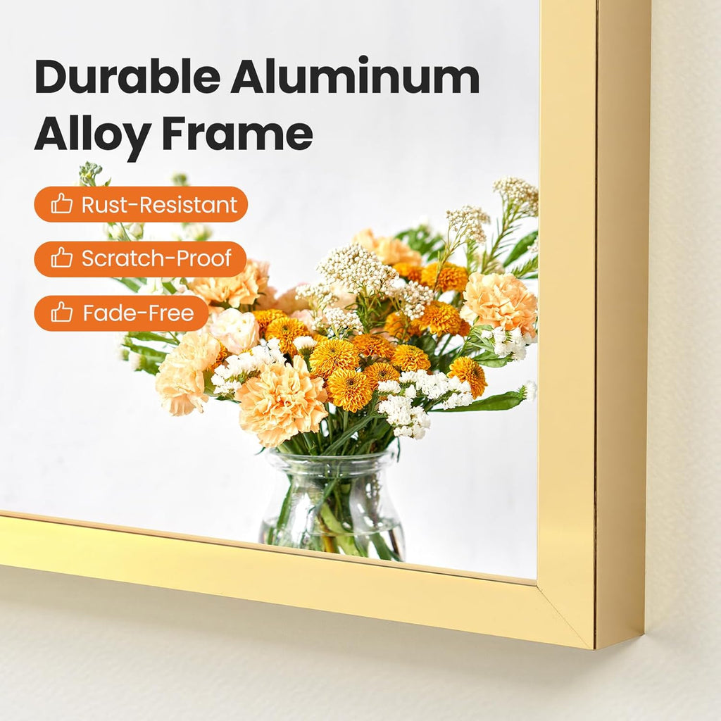 Sweetcrispy 24"x36" Arched Gold Bathroom Mirrors for Wall, Bathroom Mirrors for Over Sink, Metal Framed with HD Shatter-Proof Glass for Entryway, Living Room, Bedroom, Home Decor