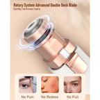 Eyebrow Trimmer & Facial Hair Removal for Women: 2 in 1 Painless Rechargeable Eyebrow Razor with Built-in LED Light, Electric Face Shaver - Perfect for Peach Fuzz, Upper Lip, Chin & Sensitive Skin