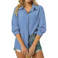 Womens Button Down Shirts Cotton Linen Long Sleeve Dress Shirts Casual Summer Tops Work Blouses With Pockets
