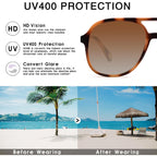 Retro Square Aviator Sunglasses For Womens Mens Vintage 70S Double Bridge Sun Glasses